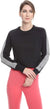 Side Stripe Ribbed Trims Crew Neck Cropped Sweatshirt for Women