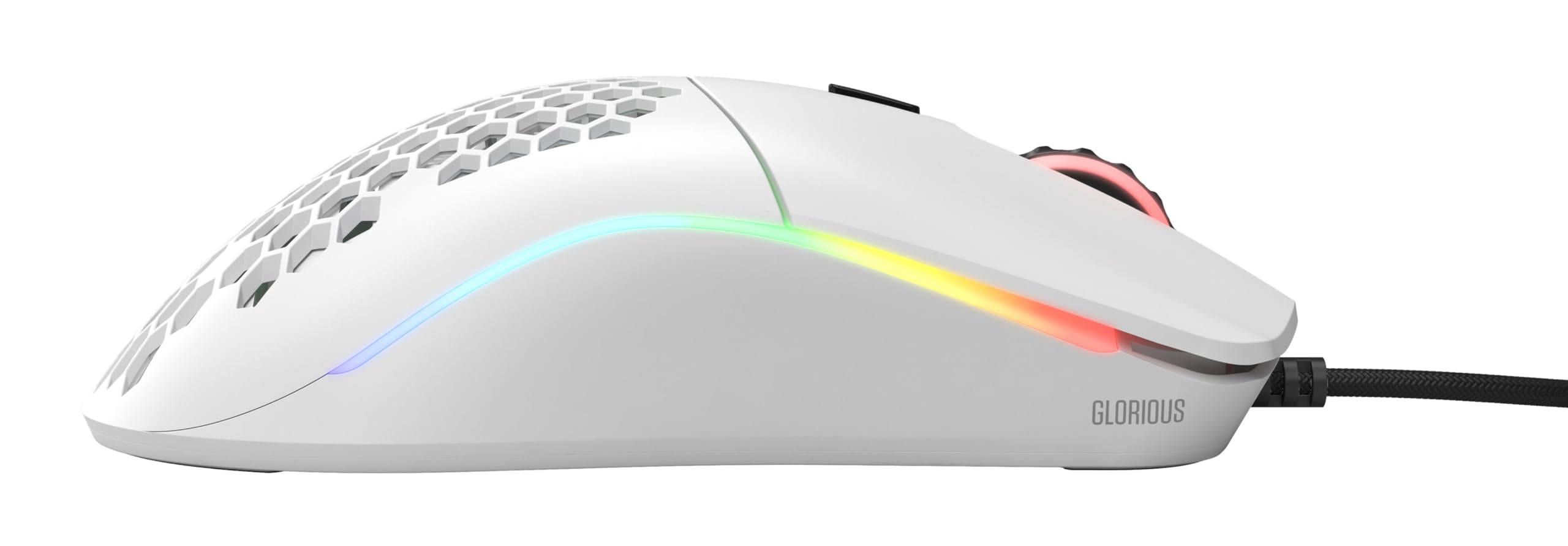 Glorious Model O Wired Gaming Mouse - RGB 67g Lightweight Ergonomic - Backlit Honeycomb Shell Design Mice ( White)