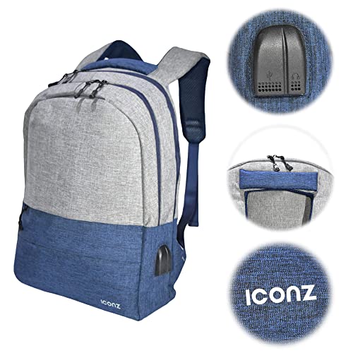 حقيبة ظهر ICONZ New York مقاس 15.6 بوصة - أزرق داكن/رمادي فاتح