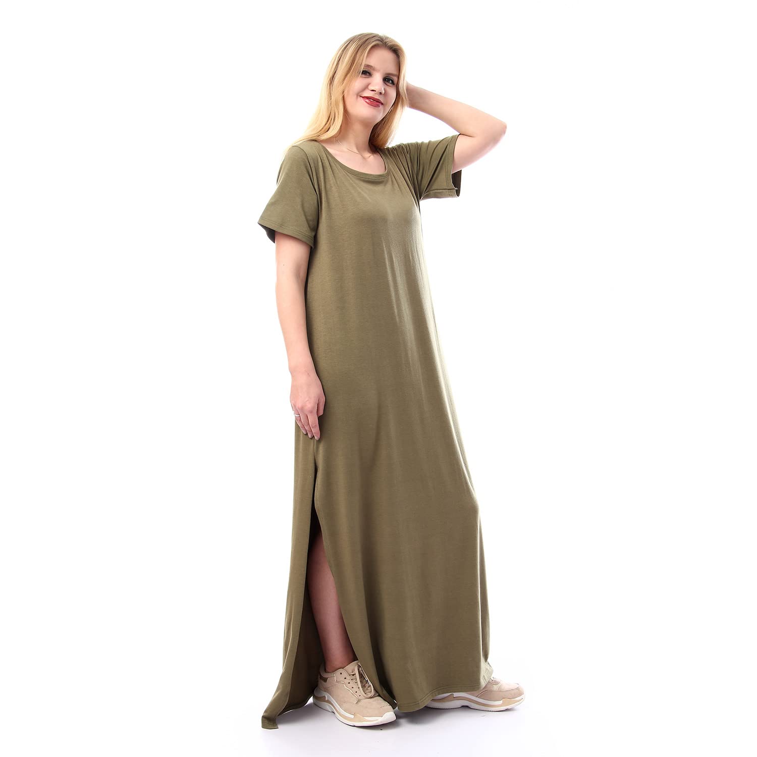Jamila women side slits half sleeves dress
