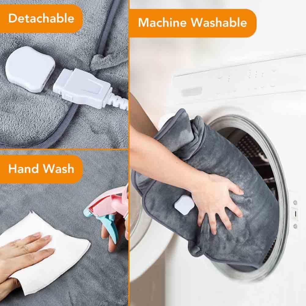 BEONE Heating Pad for Pain Relief of Back Neck and Shoulder, BEONE 42x58cm Large Heat Pad with 6 Electric Temperature Options, 4 Temperature Settings, Auto Shut Off, Dark Gray (Model 1)