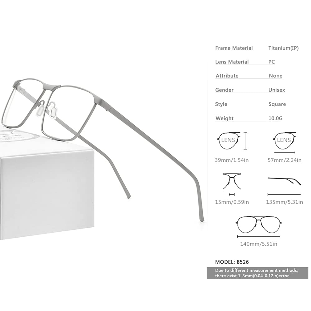 Fonex Pure Titanium Glasses Frame for Men,Square Full Rim Myopia Optical Eyeglasses