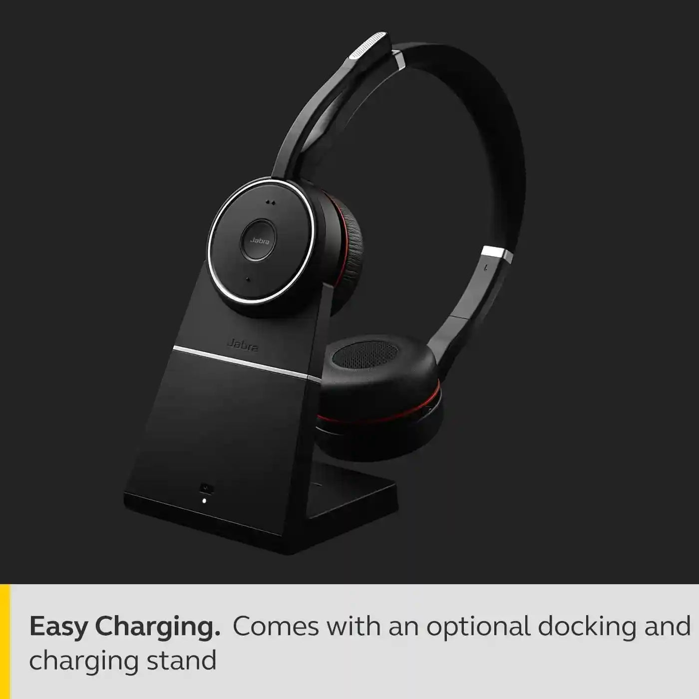 Jabra Evolve 75 MS Wireless Headset, Stereo – Includes Link 370 USB Adapter – Bluetooth Headset with World-Class Speakers, Active Noise-Cancelling Microphone, All Day Battery - Safqqa Egypt