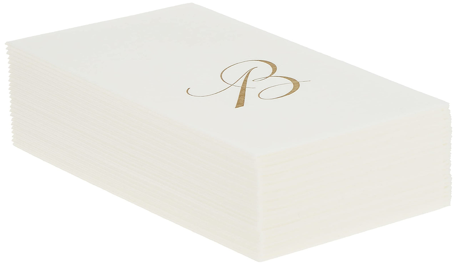 (B) - Entertaining with Caspari White Pearl Paper Linen Guest Towels, Monogram Initial B, Pack of 24