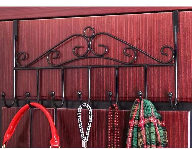 رف معطف من لينديس، رف بـ7 خطافات للتعليق على الباب - خطافات تنظيم مزخرفة للملابس والمعاطف والقبعات والاحزمة والمناشف - شماعة باب للمنزل او المكتب 