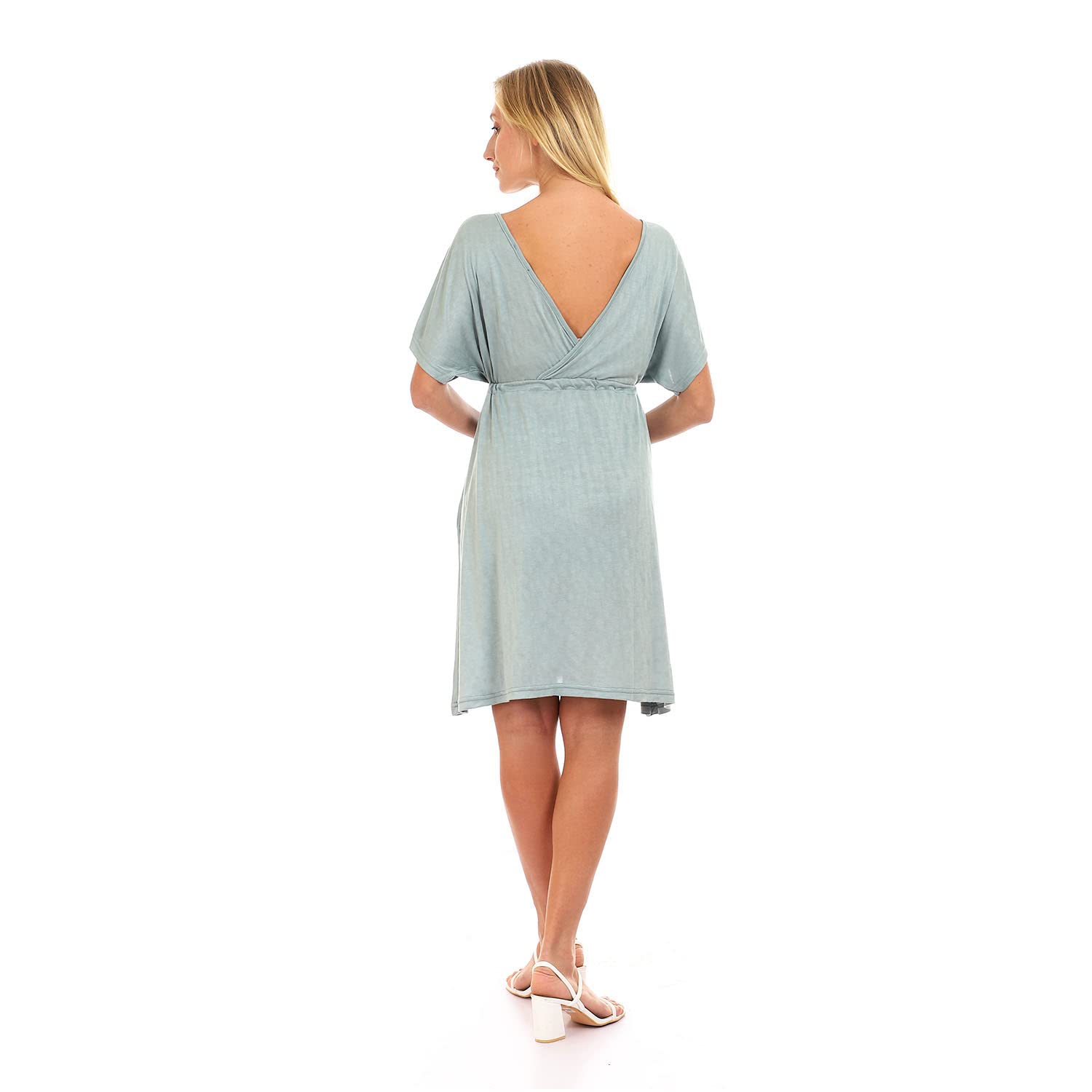 JAMILA Women Deep V neck Dress With Waist Drawstring DRESS
