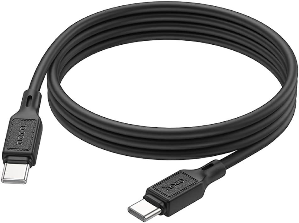 Hoco X90 - Cool Silicone Fast Charging And Data Transmittion Cable (60W - 20V- 3A - 1M), USB-C To USB-C Plug, Compatible With Samsung Huawei Xiaomi Oppo - Black - Safqqa Egypt