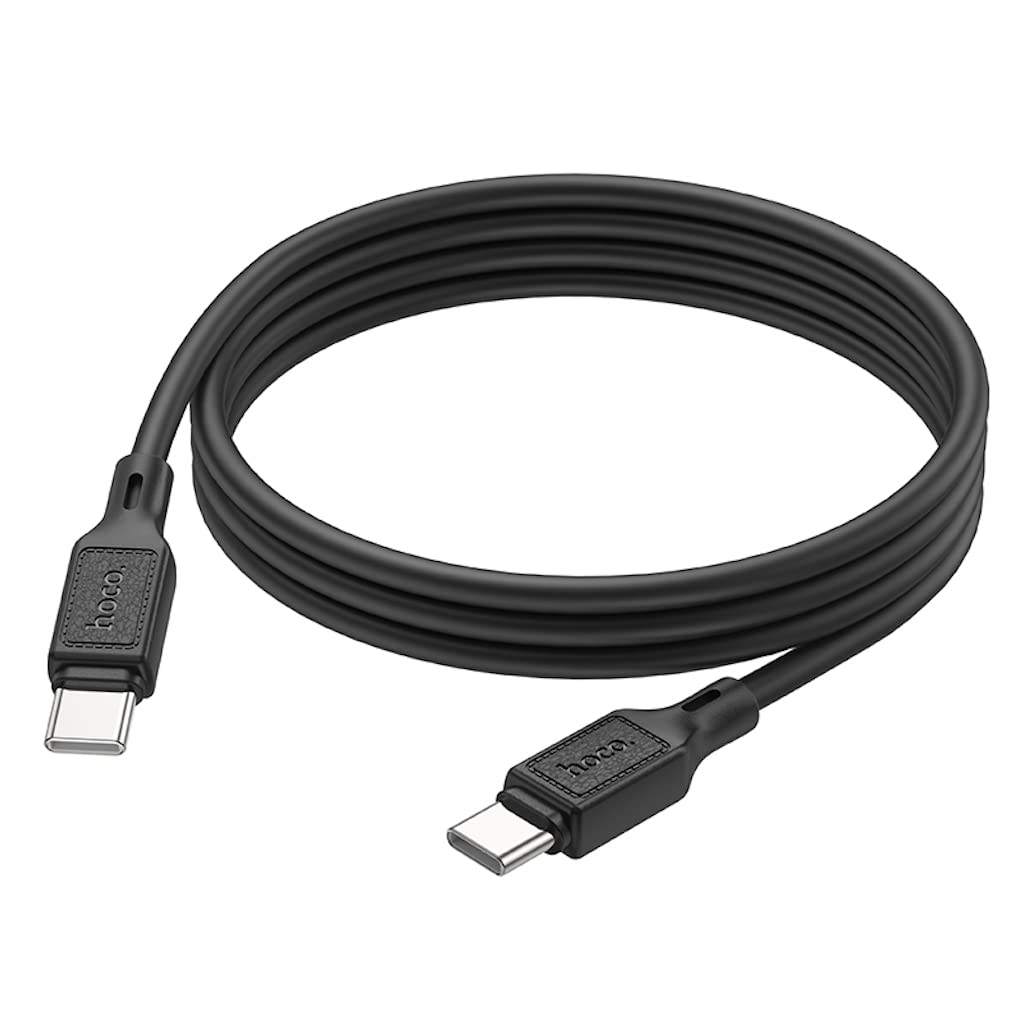 Hoco X90 - Cool Silicone Fast Charging And Data Transmittion Cable (60W - 20V- 3A - 1M), USB-C To USB-C Plug, Compatible With Samsung Huawei Xiaomi Oppo - Black - Safqqa Egypt
