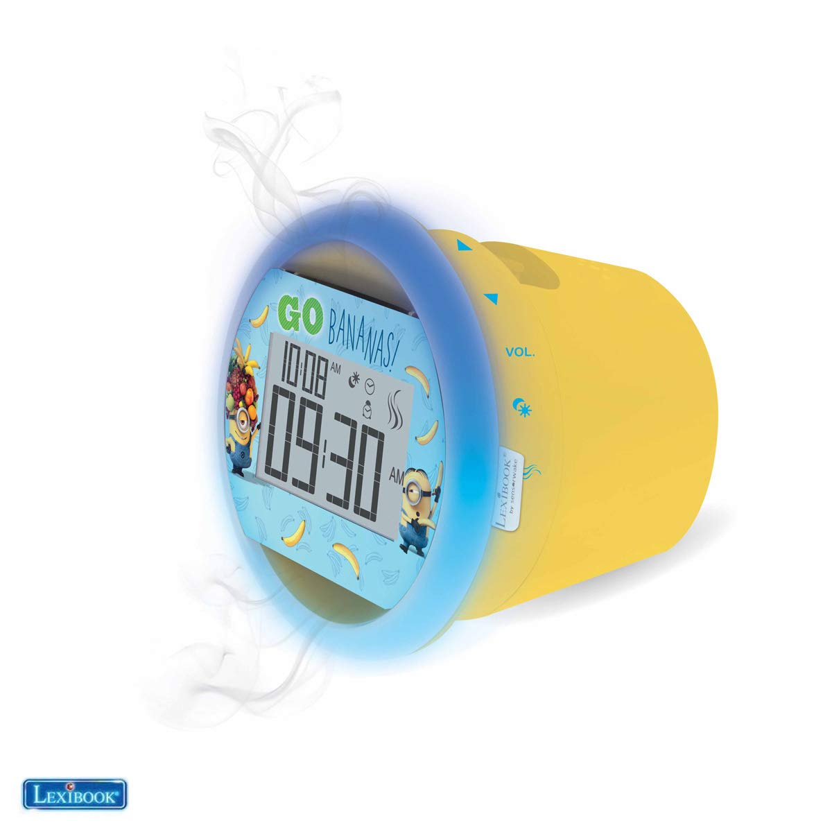 Lexibook by Sensorwake Universal Despicable Me Minions The Olfactory alarm clock, relaxing light, FM radio, battery operated or USB cable, yellow/blue, CS100DES