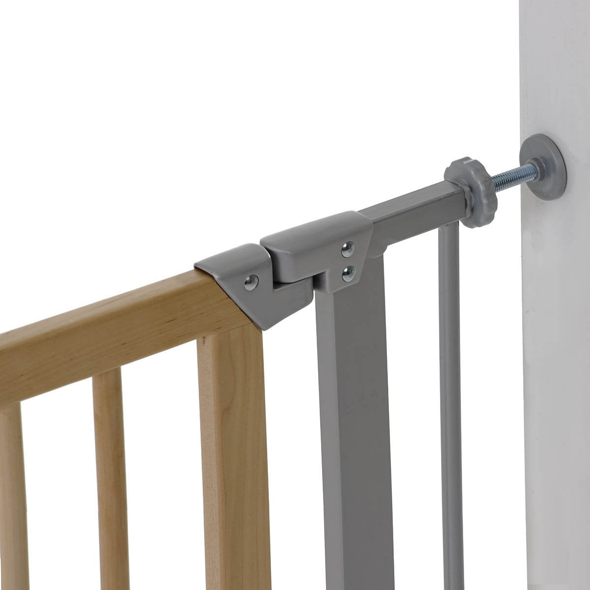 Hauck Deluxe Wood and Metal Pressure Fix Safety Gate - Metallic