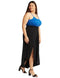 Splash Elastic-Waistband Asymmetric-Hem Solid Maxi Skirt for Women