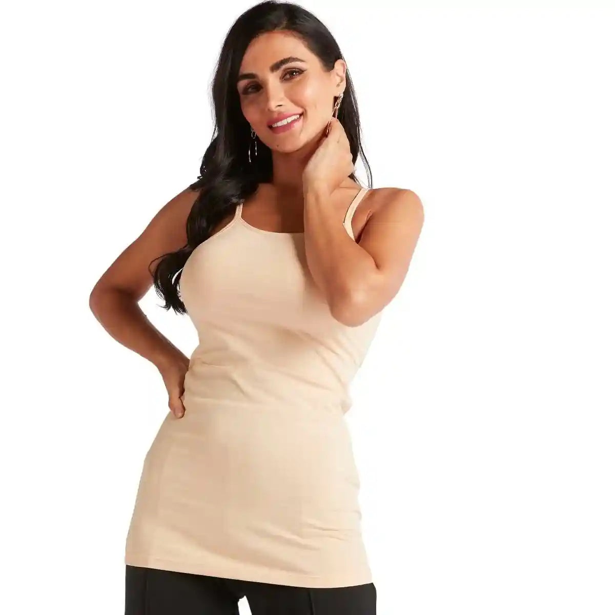 Solid Camisole with Scoop Neck and Spaghetti Straps - Safqqa Egypt