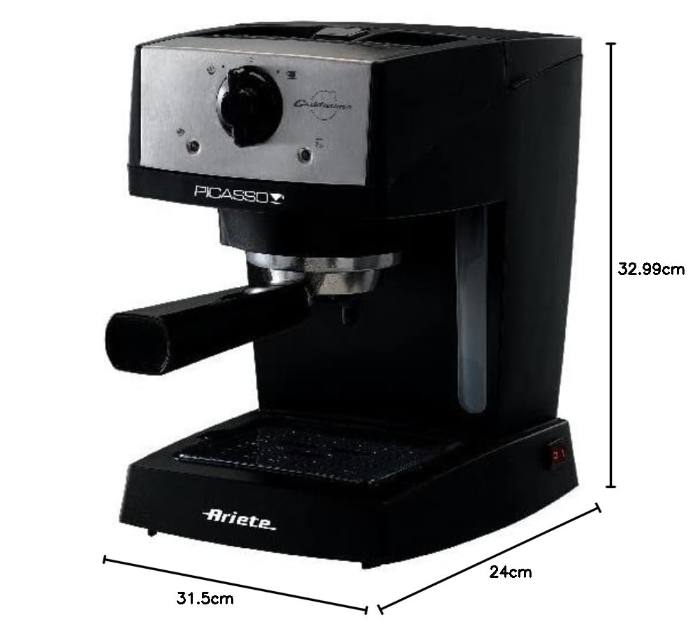 Ariete Picasso 1366/50 Espresso & Cappuccino Coffee Machine – Compatible with Ground Coffee & ESE Pods