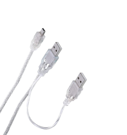 كابل شحن USB 2 في 1 من كينديكس 1907 إلى USB 2.0 و USB B - فضي