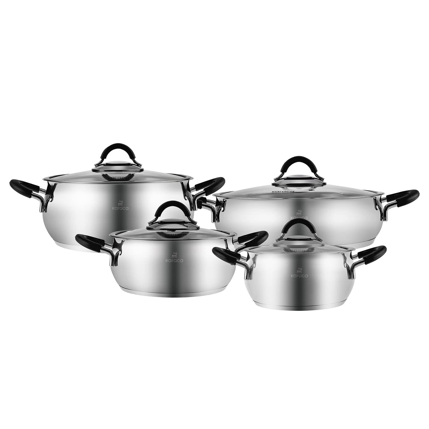Karaca Oyster 8-Piece Steel Cookware Set – Black
