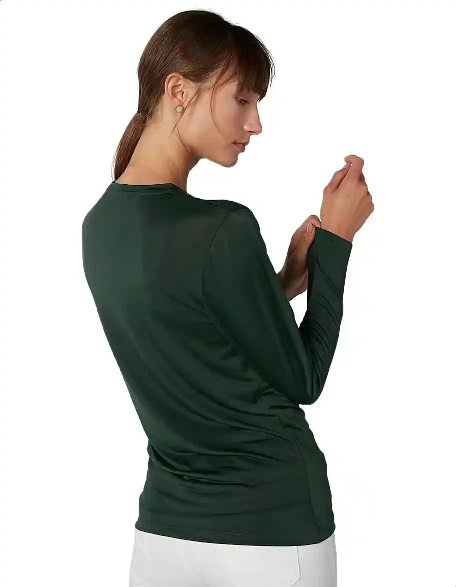 Splash Round Neck Long Sleeve Solid T-Shirt for Women - Safqqa Egypt