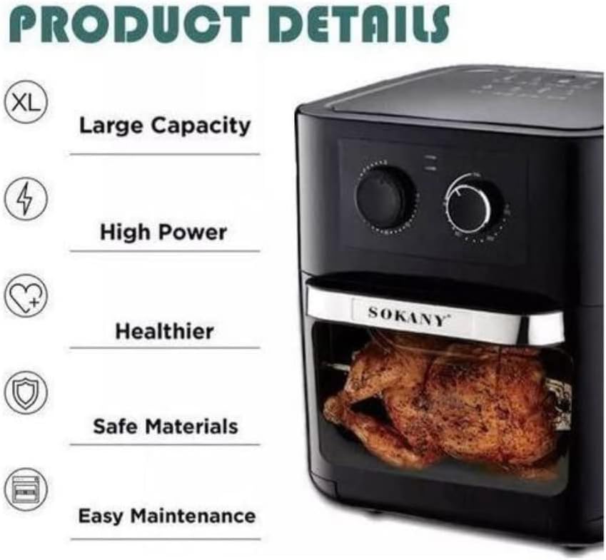 Sokany AF-003 Super Air Fryer 12L – 1700W Powerful Digital Air Fryer (Light Scratches)