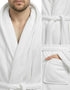 NY Threads Men's Hooded Fleece Bathrobe White