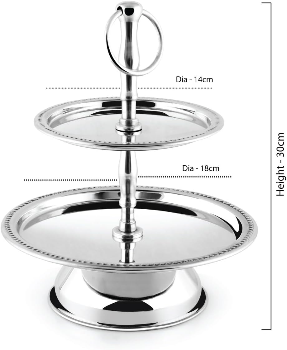 BLACKSTONE Stainless Steel Tray Dessert Stand Pastry Stand Cake Stand Serving Platter Serving Plate Tray (2 TIER)- Have Scratches