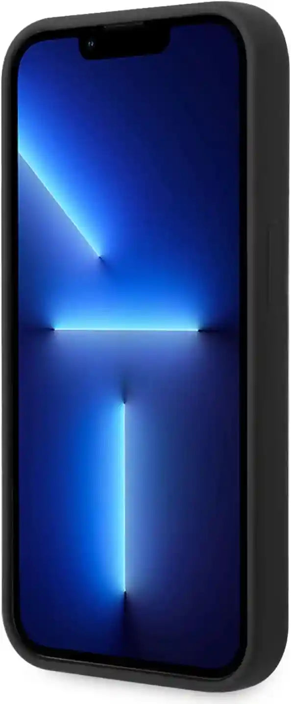CG MOBILE Guess جراب صلب من السيليكون بتصميم مثلث لهاتف iPhone 14 Pro Max (6.7 بوصة) - أسود