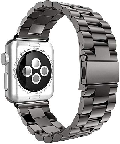 Generic Compatible with Apple Watch Band 38mm, Version Solid Stainless Steel Metal Apple Watch Strap Business Replacement iWatch Strap for Apple Watch Series 1/2/3, Unisex