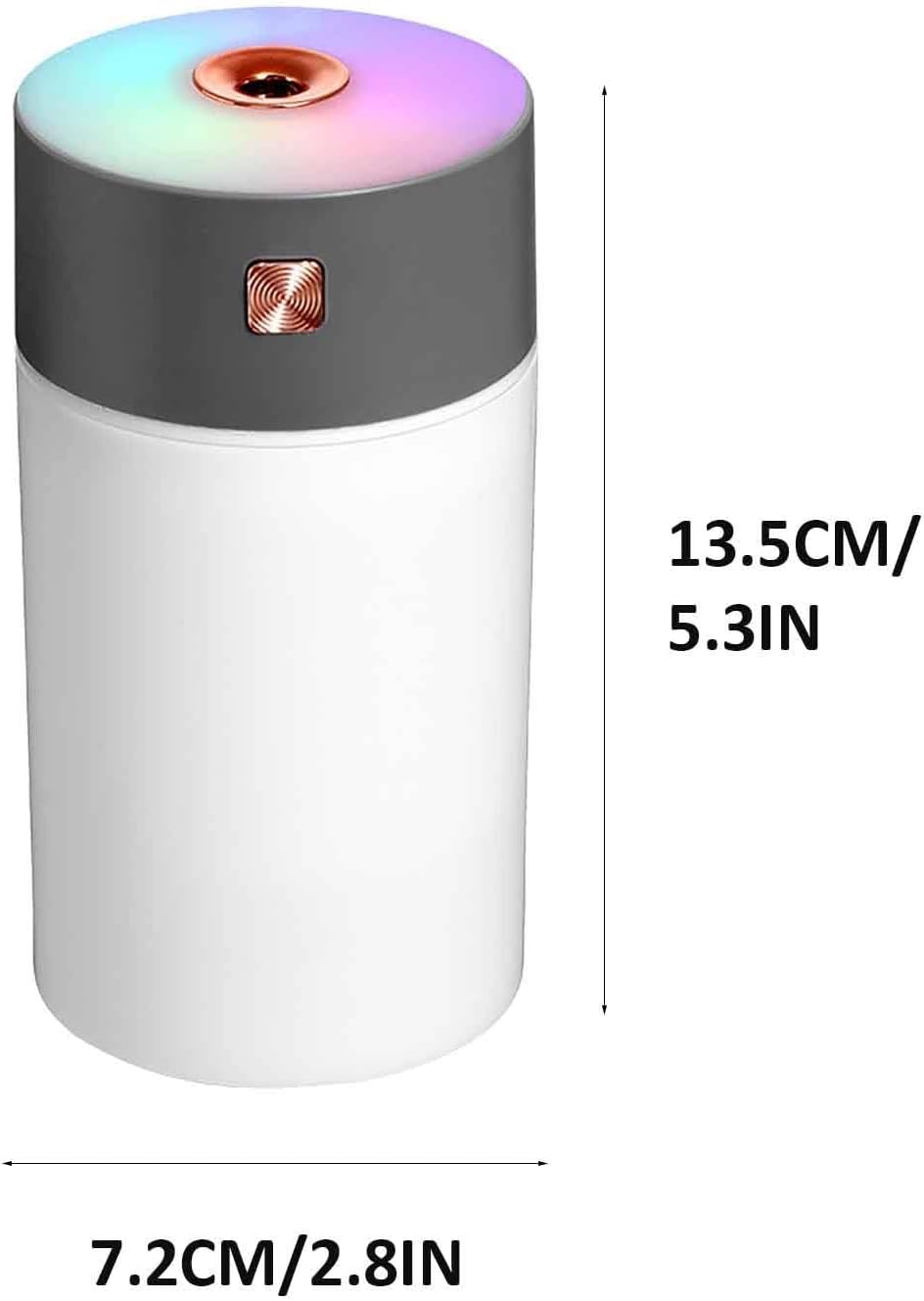 YU WELL Car Mini Humidifier 300ml USB Cool Mist with Rainbow Light White