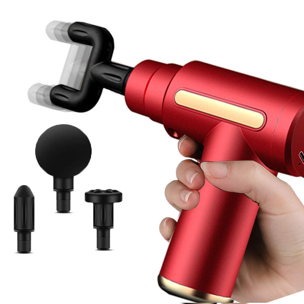 PPW Mini Massage Gun Deep Tissue Massage Gun,USB Recharge,4 Massage Heads,Travel Home Handheld Electric Massagers for Body Muscle Relax 6 Modes