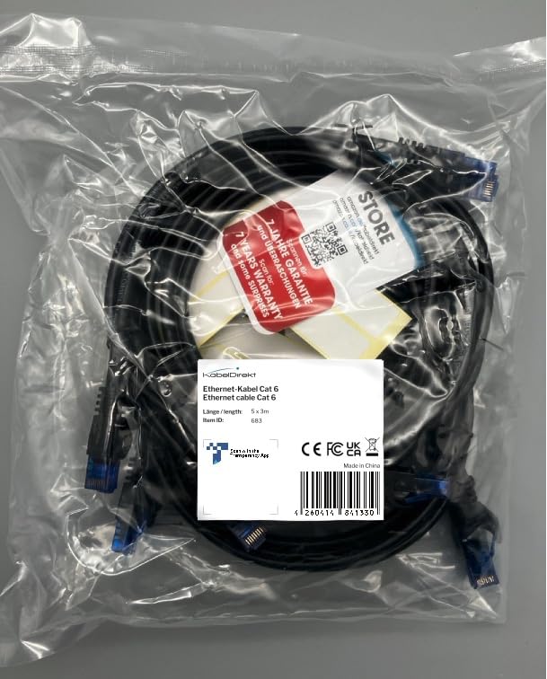 KabelDirekt Network Cable – Transmits maximum fibre-optic internet speed – Ethernet & LAN Cable – 5x 3m – Available in 0.25-30m – For Gigabit Network, Router/Modem, RJ45 (black/blue)