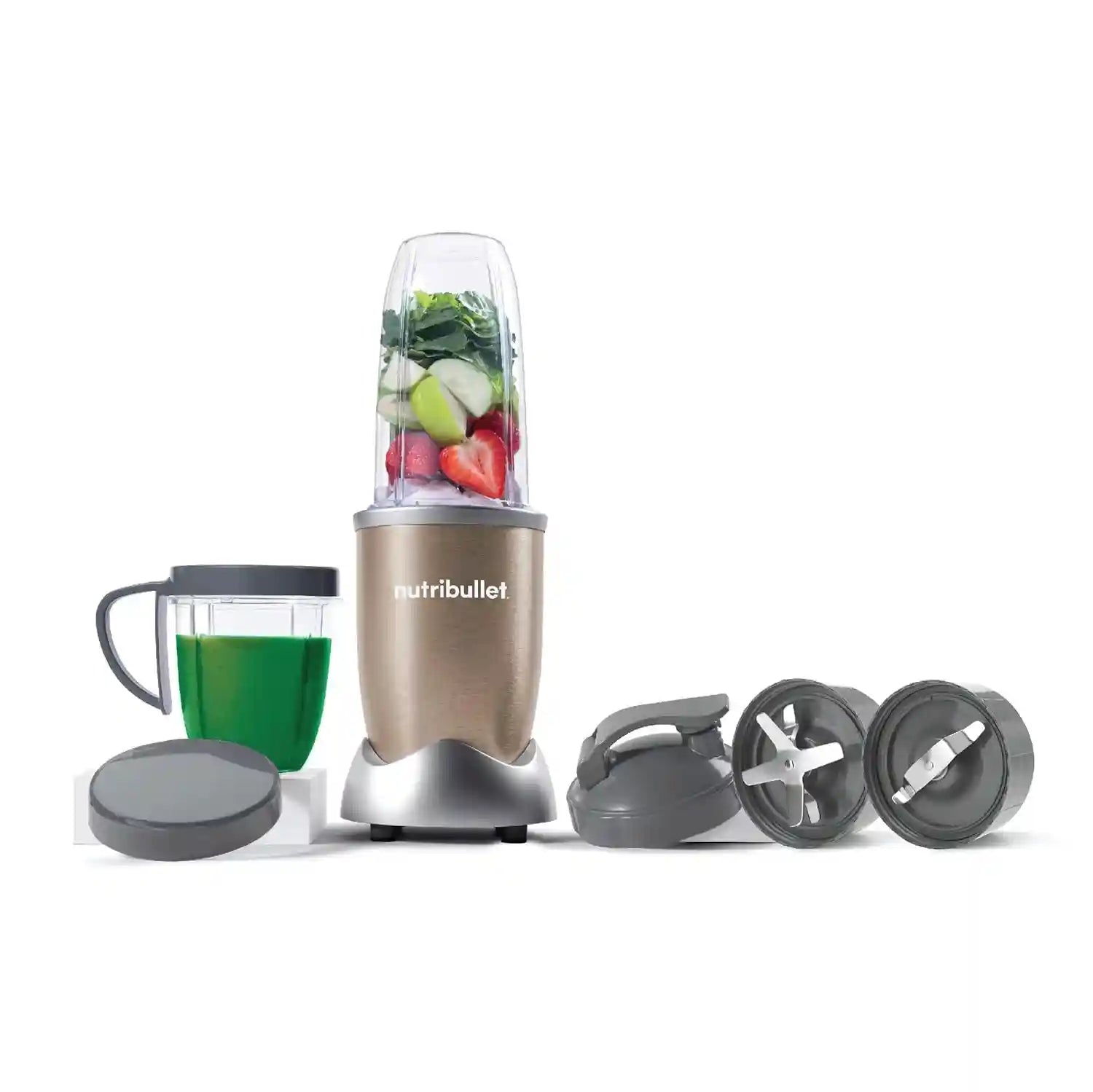 NutriBullet 900 Watts, 7pc Accessories, Multi-Function High Speed Blender, Mixer System With Nutrient Extractor, Smoothie Maker, Copper Gold, NB9-1012, 1-year limited warranty - Safqqa Egypt
