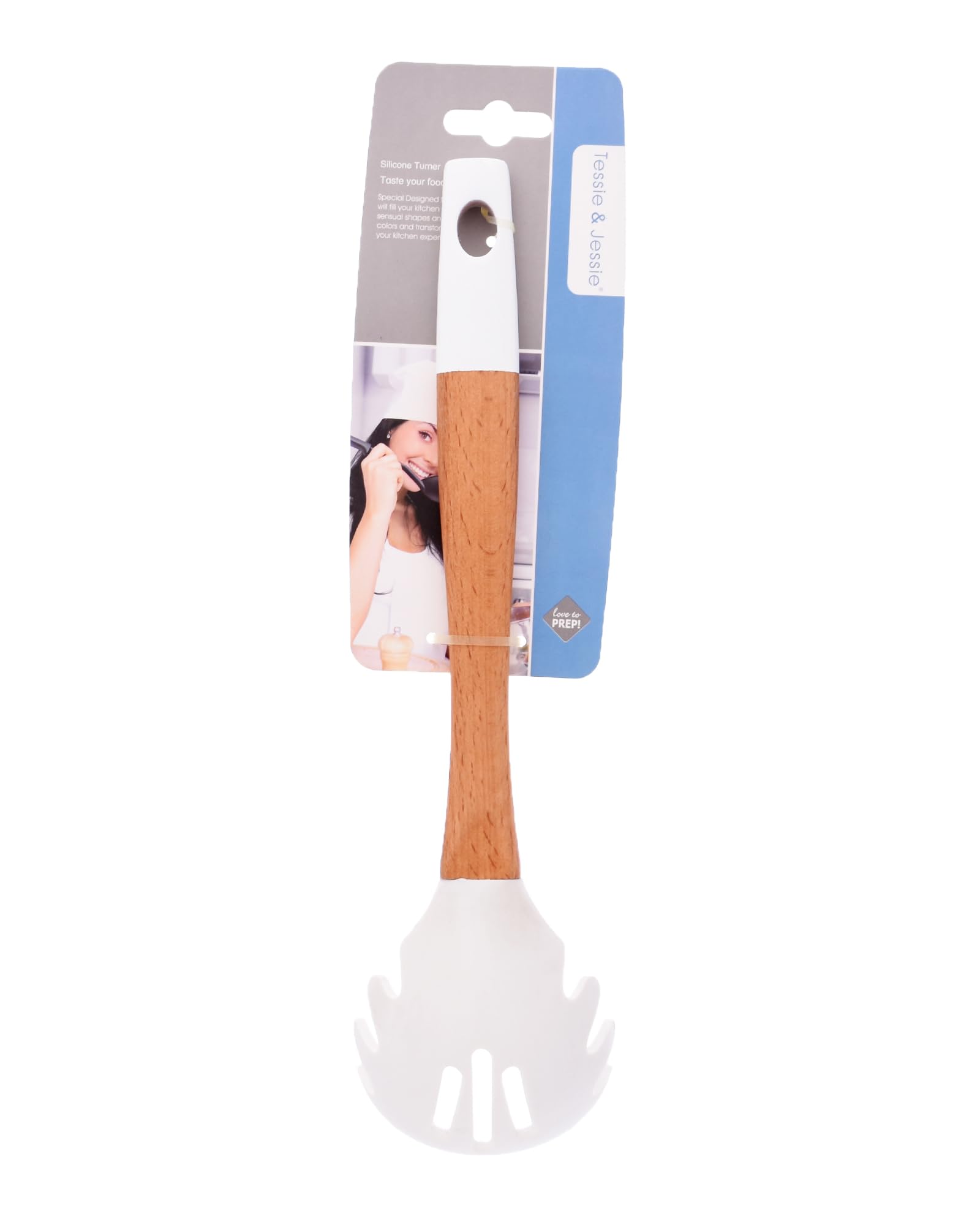 DANNY HOME SK-3246 Eco Wooden Spoon with Silicone Handle, Durable Kitchen Utensil, Pack of 1, Multicolor