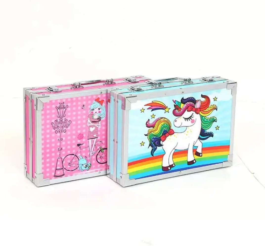 مجموعة أدوات رسم للأطفال – 145 قطعة بطبقتين مع حقيبة ألومنيوم