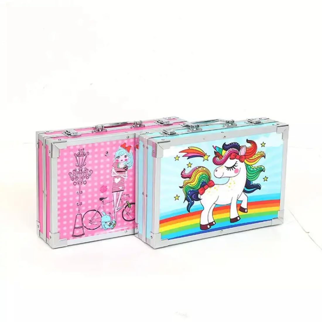 مجموعة أدوات رسم للأطفال – 145 قطعة بطبقتين مع حقيبة ألومنيوم