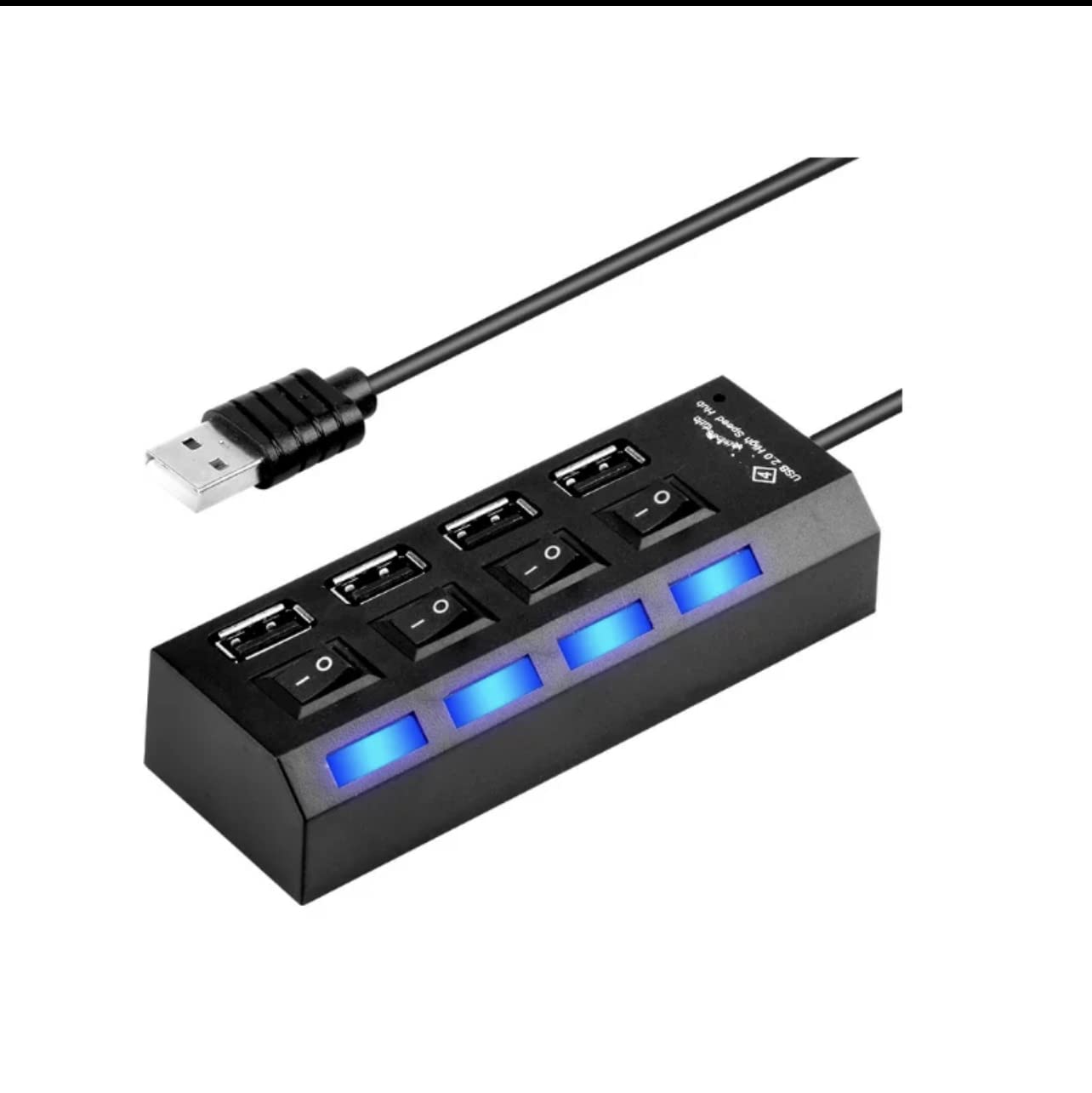 موزع USB من Essential’s بـ 4 منافذ مع مفاتيح تشغيل فردية مضيئة. متوافق مع الكمبيوتر واللابتوب