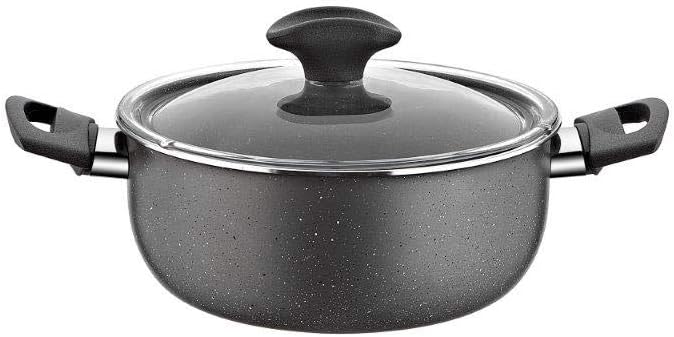 Papilla FRED 30 cm Deep Casserole, Black, Gas Stove Compatible, Made in Turkey, Minor Scratch- Damage Box
