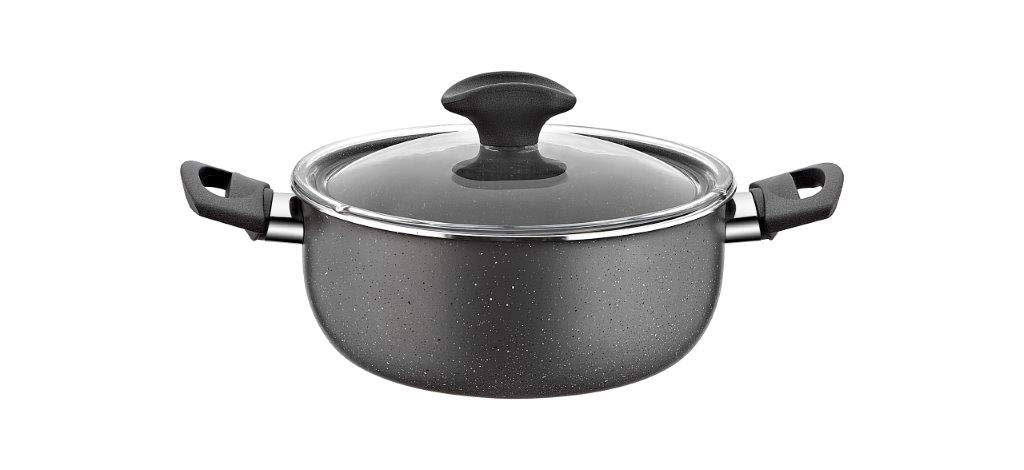 Papilla FRED 30 cm Deep Casserole, Black, Gas Stove Compatible, Made in Turkey, Minor Scratch- Damage Box