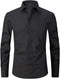 ATOFY Men French Cuff Dress Shirt Slim Fit Black Formal Business Long Sleeve