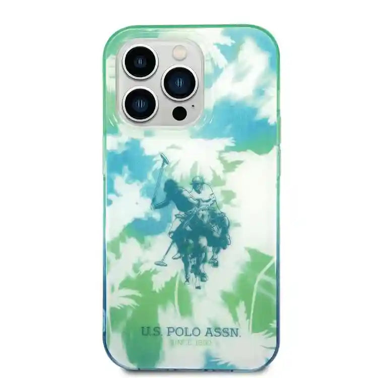 CG Mobile USPA Case for iPhone 14 Pro Max (6.7") – Green – Lightweight, Anti-Fall, Non-Slip, Full Protection – Palm Design with Horse Logo - Safqqa Egypt