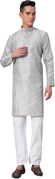 Styleville.in Men Cotton Textured Pajama Set Grey