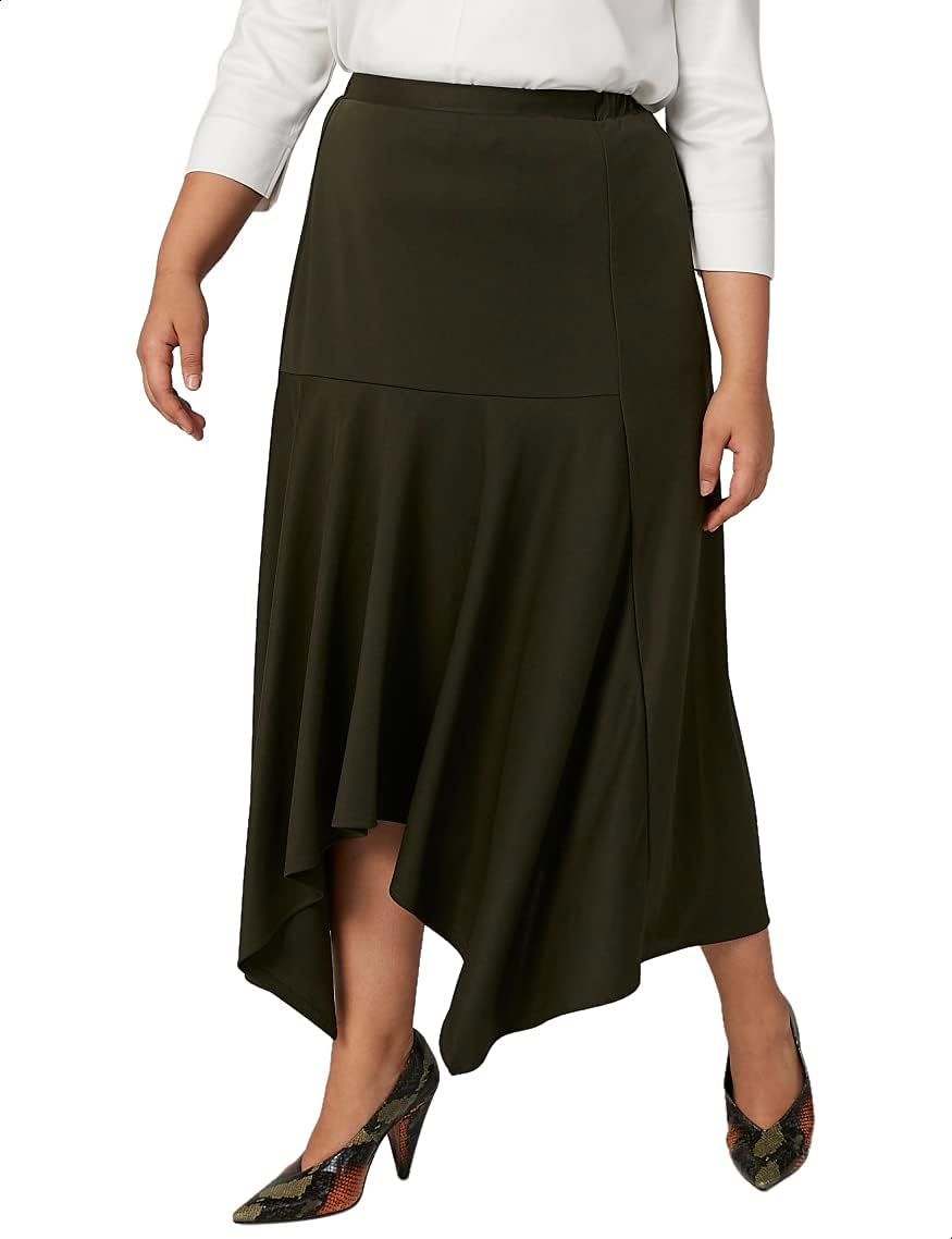 Splash Asymmetric-Hem Solid Midi Skirt for Women