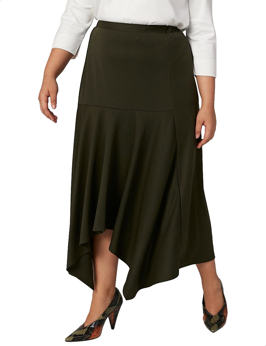 Splash Asymmetric-Hem Solid Midi Skirt for Women