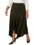 Splash Asymmetric-Hem Solid Midi Skirt for Women,Soft, lightweight fabric for all-day comfort.