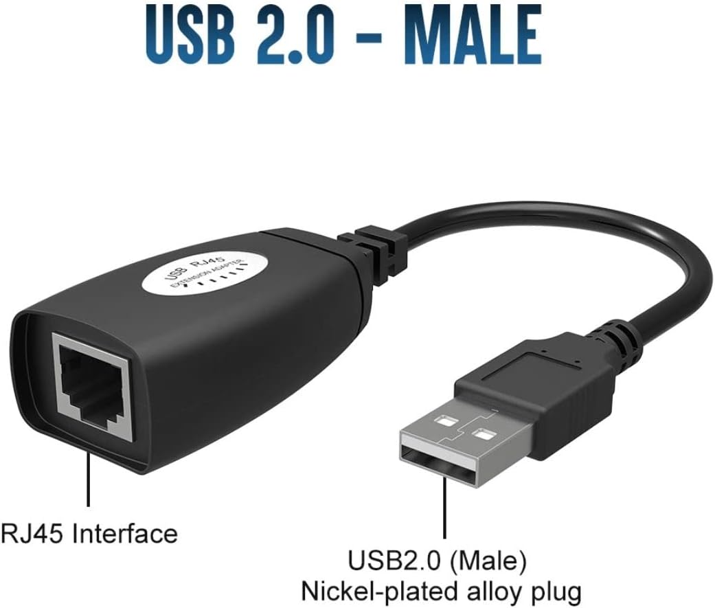 Z1054 كابل وصلة محول USB الى ار جيه 45 من زونيك، مجموعة شبكة موسع لكاميرات والطابعات ولوحة الالعاب والكيبورد والماوس والمزيد