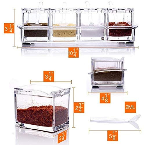 Generic Acrylic Spice Container Jar Dispenser, Set of 4 Made from durable, high-quality acrylic - Safqqa Egypt