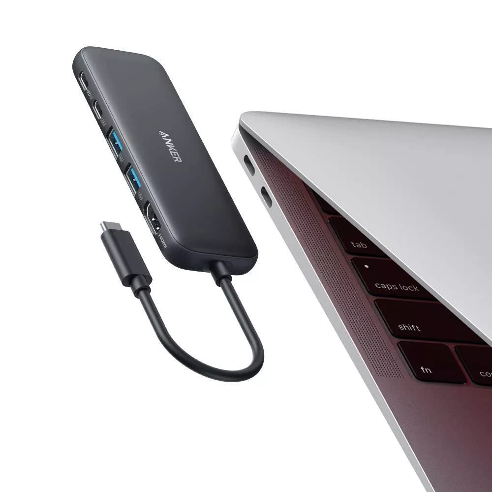 محولات أنكر USB-C متعددة المنافذ 5 في 1 مع HDMI بدقة 4K وشاحن طاقة 100 واط، نقل الملفات من وإلى اللابتوب بسرعات تصل إلى 5 جيجابت في الثانية عبر منافذ بيانات USB-C وUSB-A. أسود - ضمان 18 شهرًا
