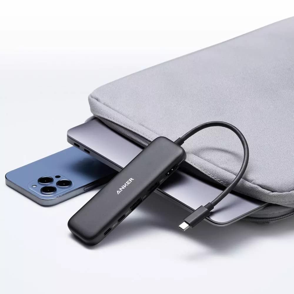 محولات أنكر USB-C متعددة المنافذ 5 في 1 مع HDMI بدقة 4K وشاحن طاقة 100 واط، نقل الملفات من وإلى اللابتوب بسرعات تصل إلى 5 جيجابت في الثانية عبر منافذ بيانات USB-C وUSB-A. أسود - ضمان 18 شهرًا