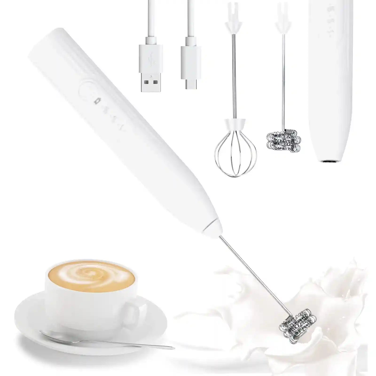 Darbermu 3-Speed Rechargeable Milk Frother with Dual Whisks – Handheld Coffee & Egg Mixer - Safqqa Egypt