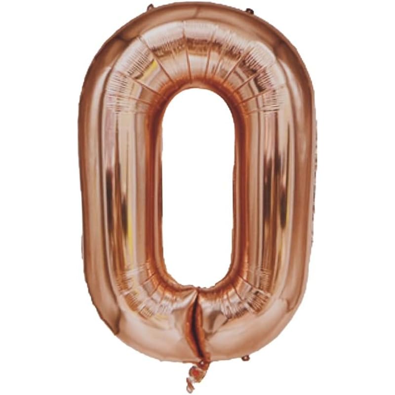 بالون فويل كبير على شكل رقم صفر يمكن ملؤه بالهواء أو الهيليوم من مواد عالية الجودة مصنوعة خصيصا لتزيين حفلات أعياد الميلاد 82 × 72 سم - ذهبي وردي