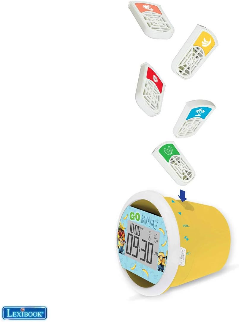 Lexibook by Sensorwake Universal Despicable Me Minions The Olfactory alarm clock, relaxing light, FM radio, battery operated or USB cable, yellow/blue, CS100DES