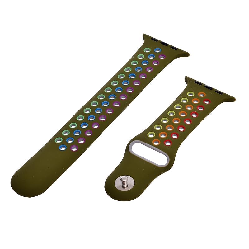 Generic Silicone Adjustable And Expandable Watch Strap With Holes Design For Unisex Compatible With Smart Watches 42/44L - Multi Color