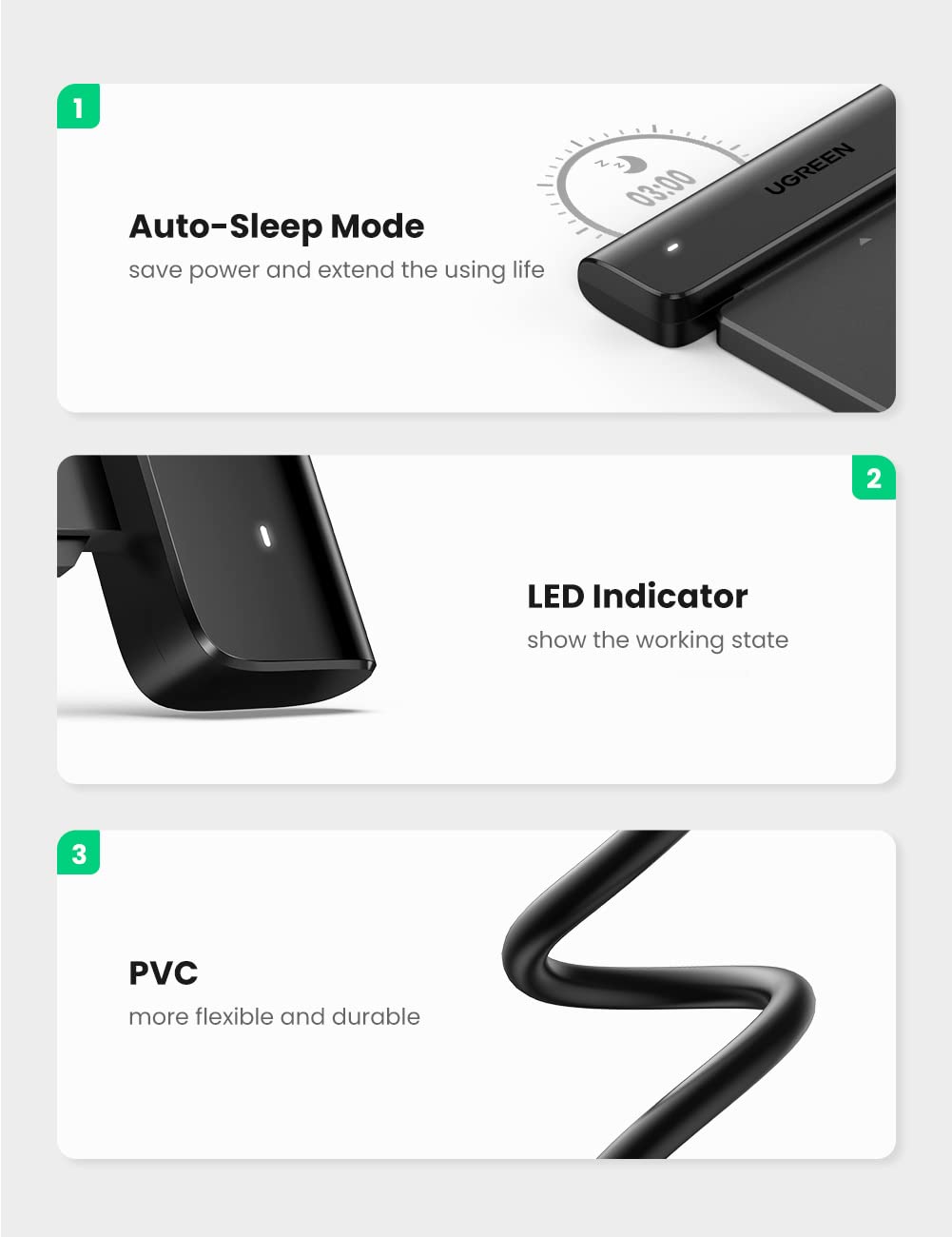 محول UGREEN من USB C إلى Sata كابل قارئ قرص صلب خارجي 2.5 SSD مجموعة نقل UASP مدعومة متوافقة مع Samsung و Crucial و WD و Toshiba قرص صلب داخلي Sata HDD SSD وجهاز كمبيوتر محمول USB C مثل MacBook